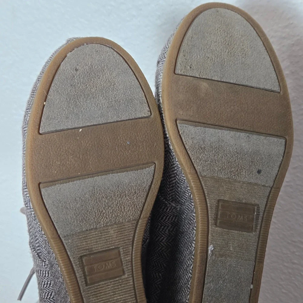 Toms Desert‎ Herringbone Tweed Wedge ankle boots womens size 7.5